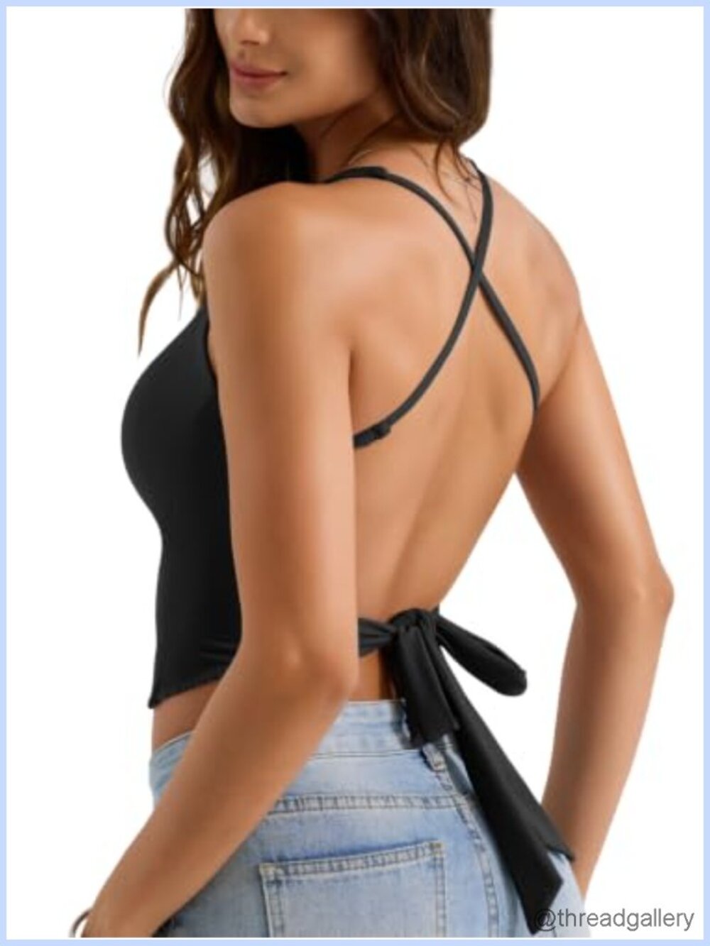 Tie Back Halter Backless Workout Tank Top with Pads